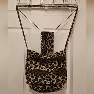 Leopard Print Messenger Crossbody Bag With Matching Smaller Bag
